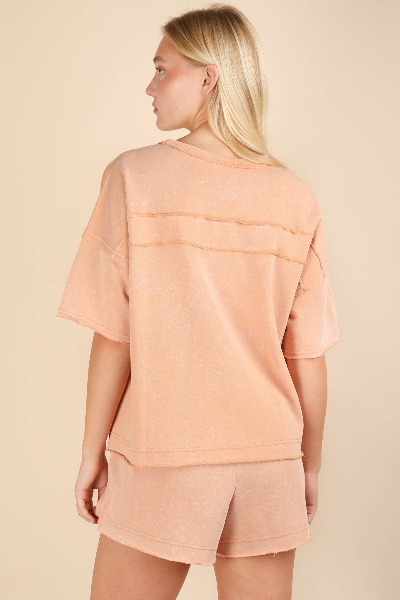 Mineral Washed Comfy Knit Top & Shorts Set