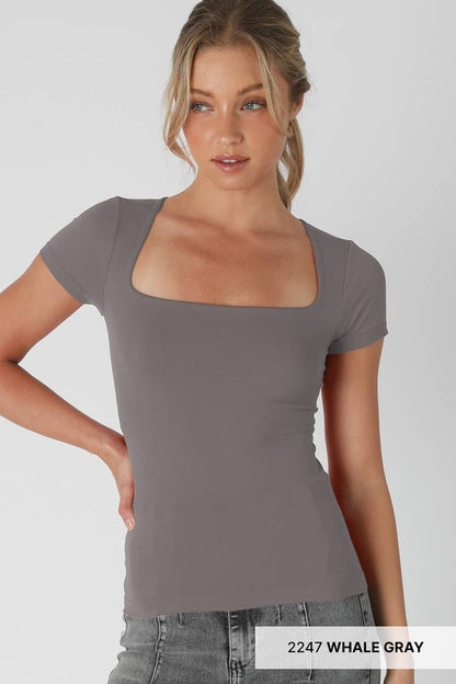 Sky Blue Square Neck Top