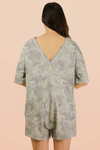NP70981-Camo Print Knit Casual Romper