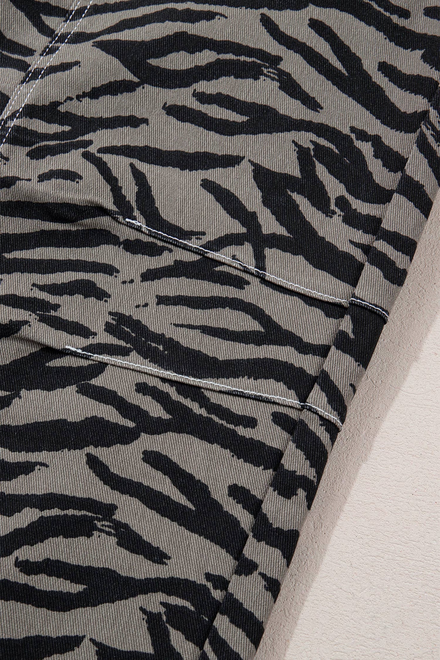 Zebra Stripe Printed Wide Leg Jeans