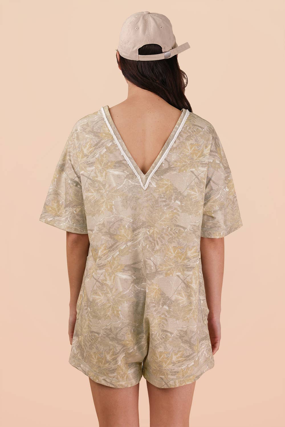 NP70981-Camo Print Knit Casual Romper