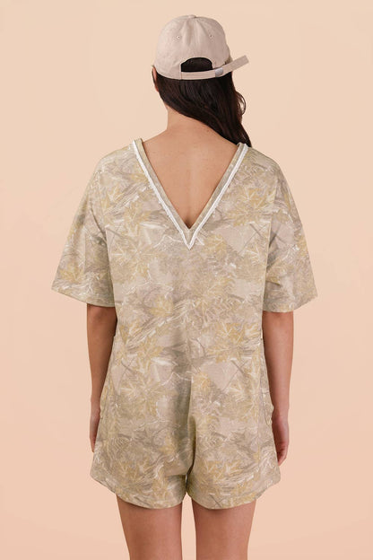 NP70981-Camo Print Knit Casual Romper