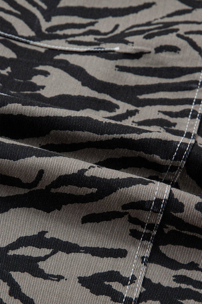Zebra Stripe Printed Wide Leg Jeans