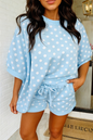 LAS-LIVE Polka Dot Print Top Drawstring Shorts Set (S-XL)
