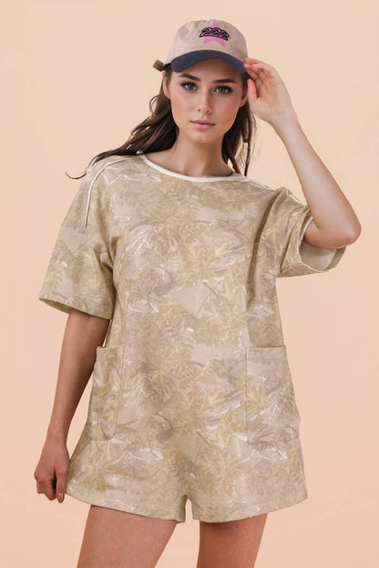 NP70981-Camo Print Knit Casual Romper