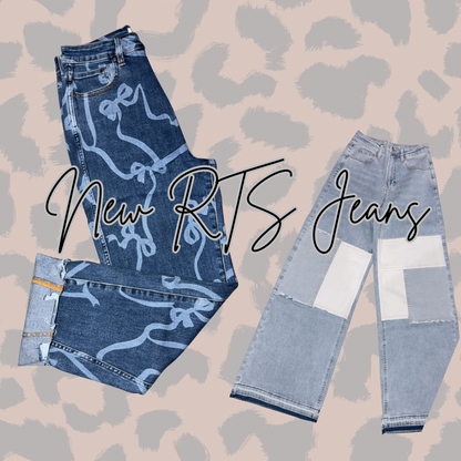 Patch work wide leg jeans