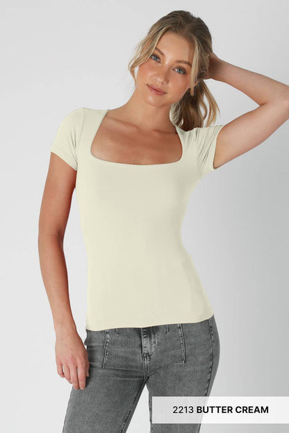 Sky Blue Square Neck Top