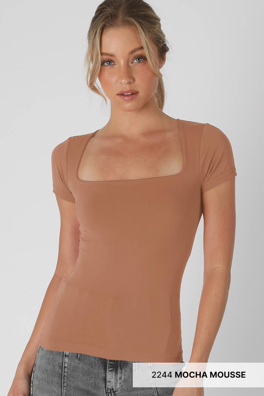 Sky Blue Square Neck Top