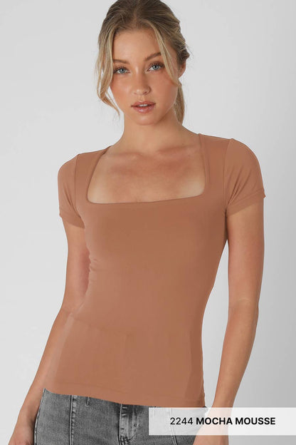 Sky Blue Square Neck Top
