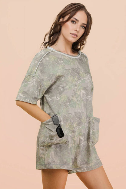 NP70981-Camo Print Knit Casual Romper