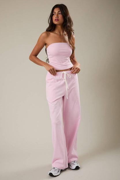 MID-RISE WIDE LEG SWEATPANTS