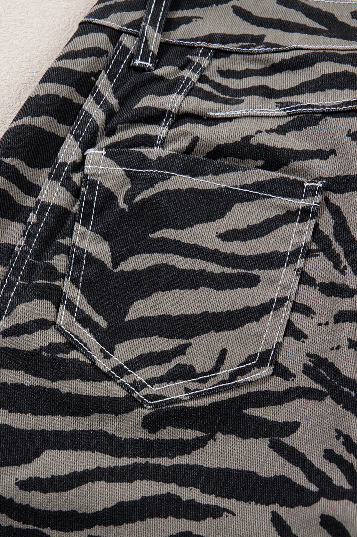 Zebra Stripe Printed Wide Leg Jeans