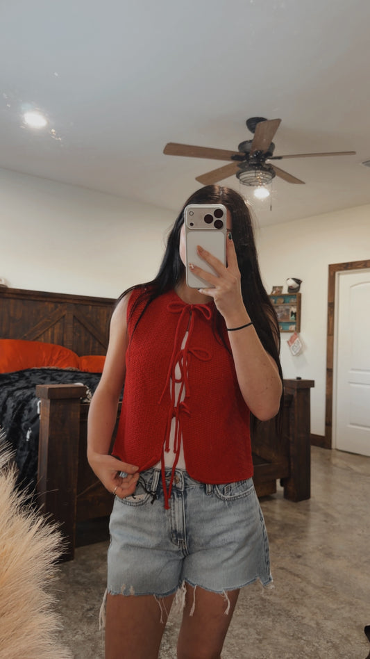 Valentine Red Tie Top