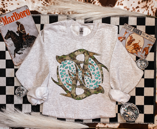 Camo Antler Crew