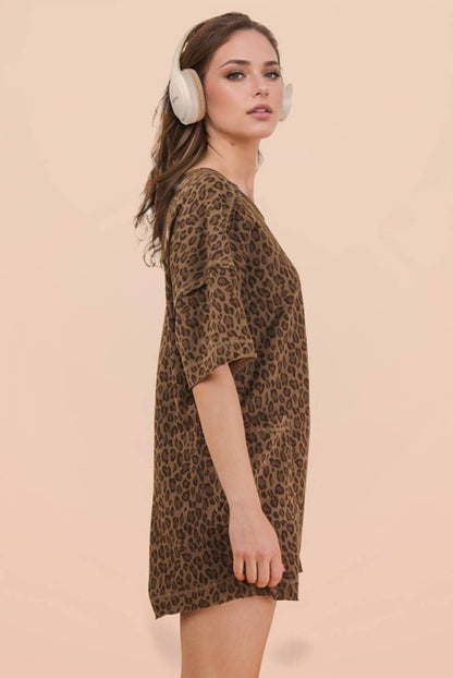 NP71031-Leopard Printed Knit Comfy Romper