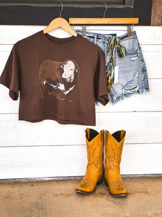 The Hereford Bull Crop Tee