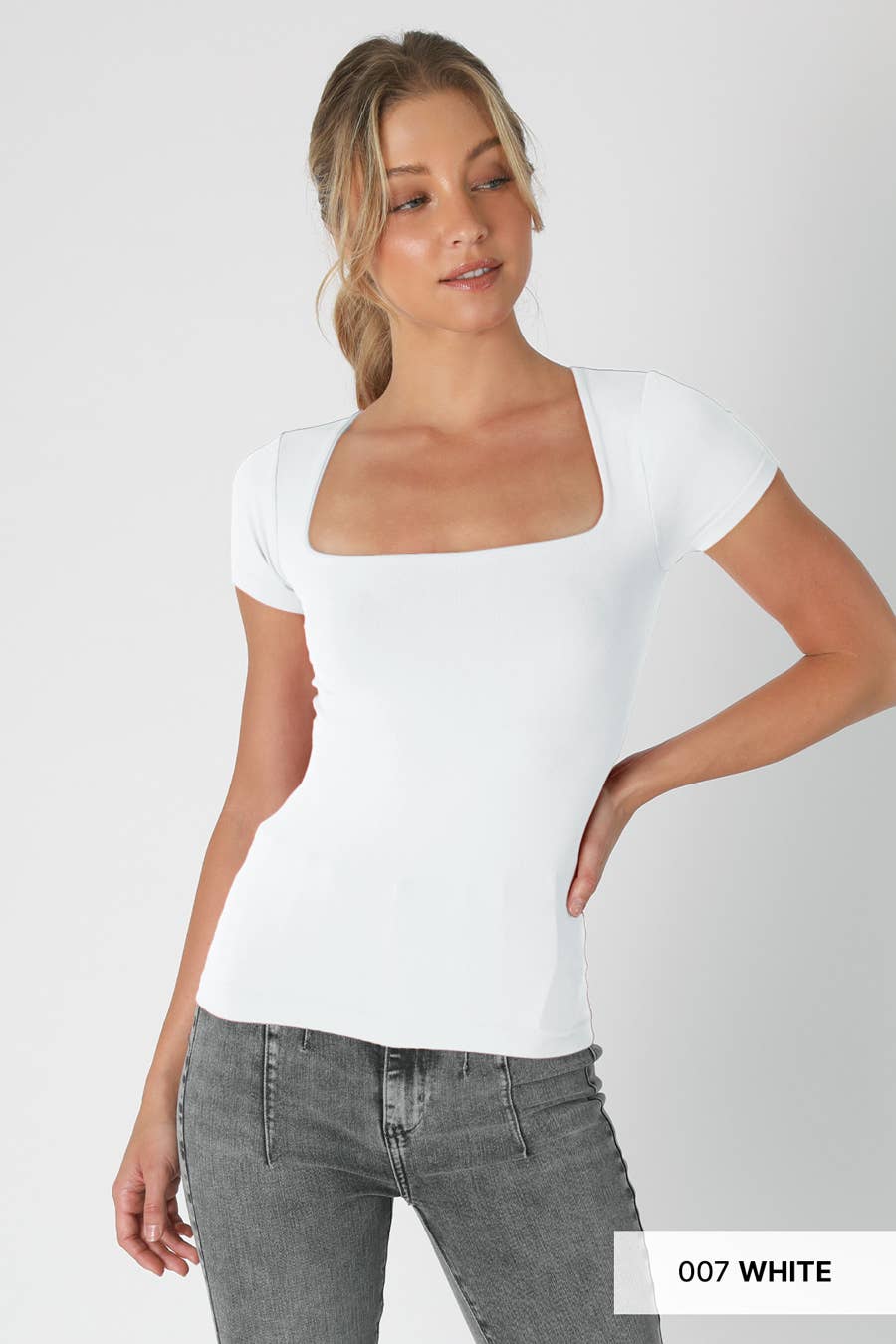 Sky Blue Square Neck Top