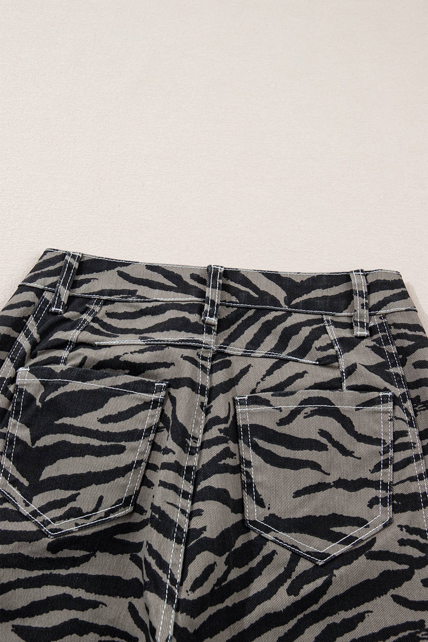 Zebra Stripe Printed Wide Leg Jeans