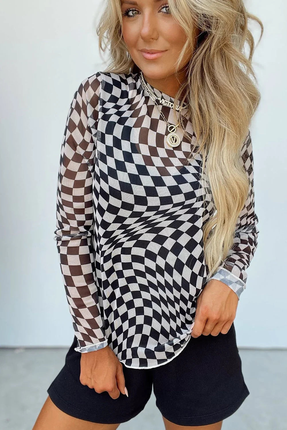 Checker mesh top ETA 20 BIZ DAYS