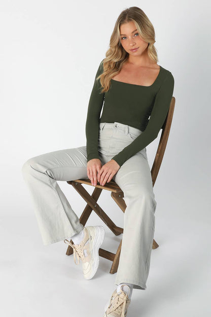 French roast square neck top