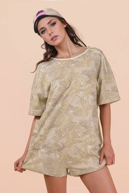 NP70981-Camo Print Knit Casual Romper