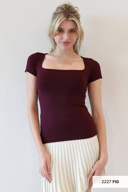 Sky Blue Square Neck Top