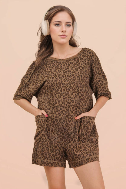 NP71031-Leopard Printed Knit Comfy Romper