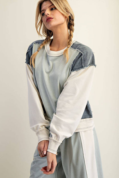 Two Toned Denim Top