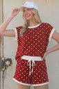 Casual polka dot lounge set made with soft scuba fabric