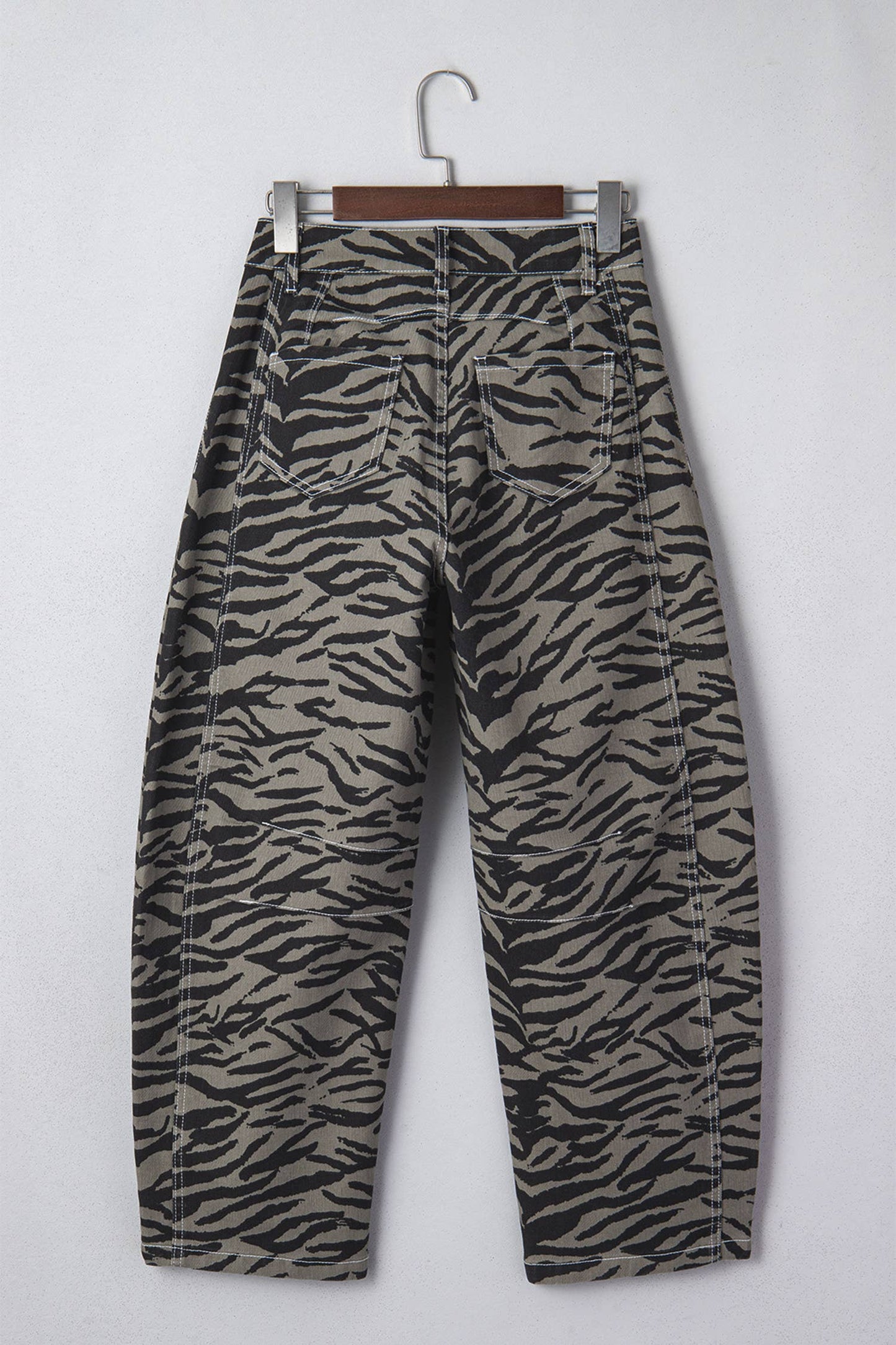 Zebra Stripe Printed Wide Leg Jeans