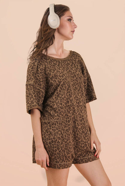 NP71031-Leopard Printed Knit Comfy Romper