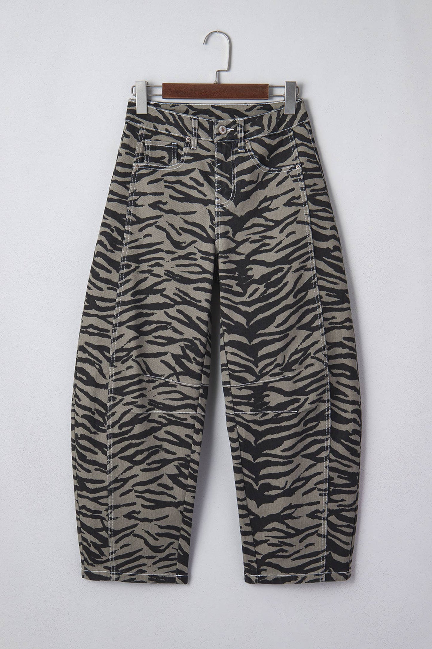 Zebra Stripe Printed Wide Leg Jeans